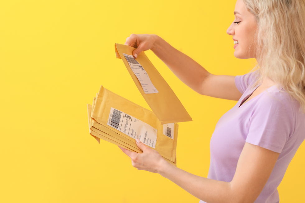 宛名の貼られた郵便物